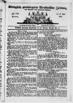 Königlich privilegirte Berlinische Zeitung von Staats- und gelehrten Sachen vom 19.06.1859