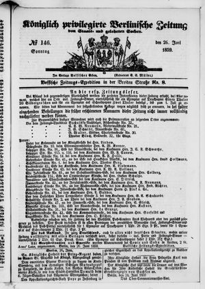 Königlich privilegirte Berlinische Zeitung von Staats- und gelehrten Sachen vom 26.06.1859