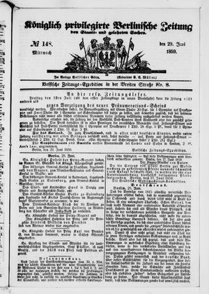 Königlich privilegirte Berlinische Zeitung von Staats- und gelehrten Sachen vom 29.06.1859