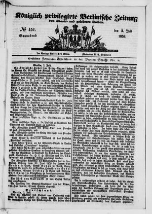 Königlich privilegirte Berlinische Zeitung von Staats- und gelehrten Sachen vom 02.07.1859