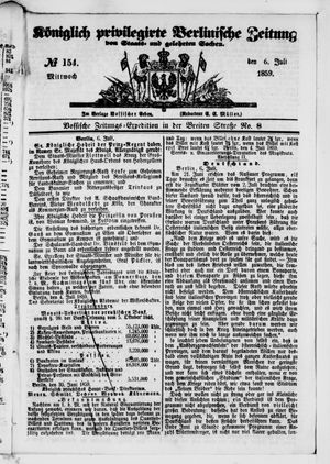 Königlich privilegirte Berlinische Zeitung von Staats- und gelehrten Sachen vom 06.07.1859