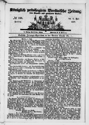 Königlich privilegirte Berlinische Zeitung von Staats- und gelehrten Sachen on Jul 8, 1859