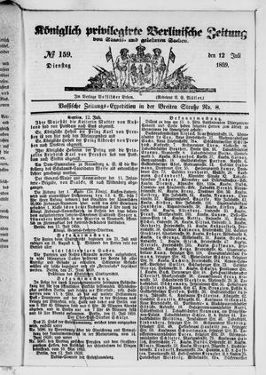 Königlich privilegirte Berlinische Zeitung von Staats- und gelehrten Sachen on Jul 12, 1859
