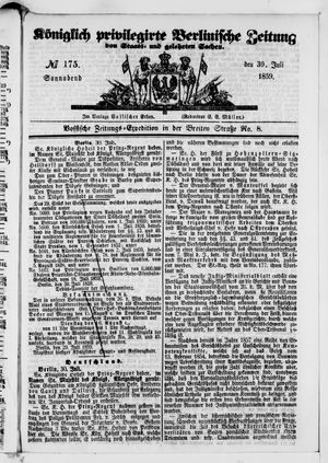 Königlich privilegirte Berlinische Zeitung von Staats- und gelehrten Sachen on Jul 30, 1859