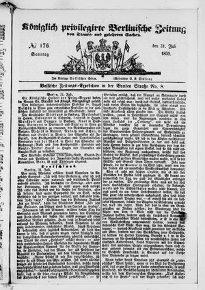 Königlich privilegirte Berlinische Zeitung von Staats- und gelehrten Sachen on Jul 31, 1859