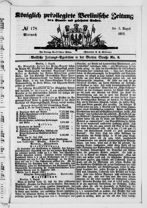 Königlich privilegirte Berlinische Zeitung von Staats- und gelehrten Sachen vom 03.08.1859
