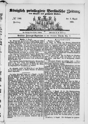 Königlich privilegirte Berlinische Zeitung von Staats- und gelehrten Sachen on Aug 5, 1859