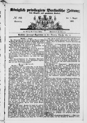 Königlich privilegirte Berlinische Zeitung von Staats- und gelehrten Sachen on Aug 7, 1859