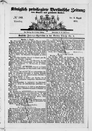 Königlich privilegirte Berlinische Zeitung von Staats- und gelehrten Sachen on Aug 9, 1859