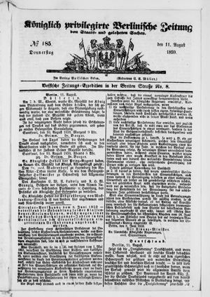 Königlich privilegirte Berlinische Zeitung von Staats- und gelehrten Sachen vom 11.08.1859