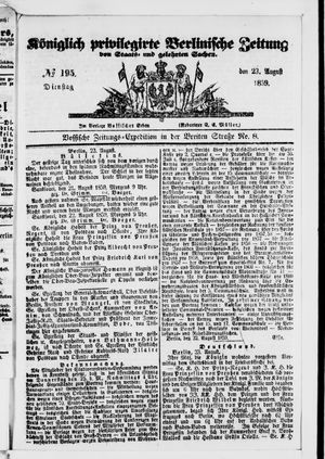 Königlich privilegirte Berlinische Zeitung von Staats- und gelehrten Sachen vom 23.08.1859