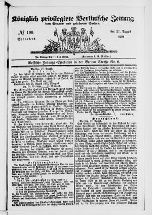 Königlich privilegirte Berlinische Zeitung von Staats- und gelehrten Sachen on Aug 27, 1859