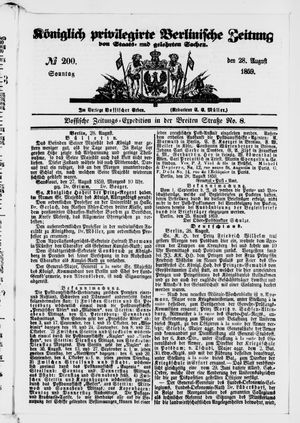 Königlich privilegirte Berlinische Zeitung von Staats- und gelehrten Sachen vom 28.08.1859