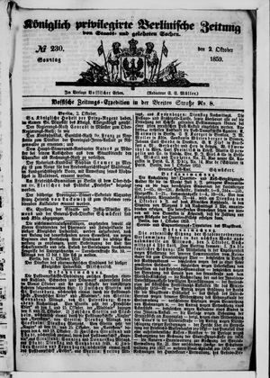 Königlich privilegirte Berlinische Zeitung von Staats- und gelehrten Sachen vom 02.10.1859