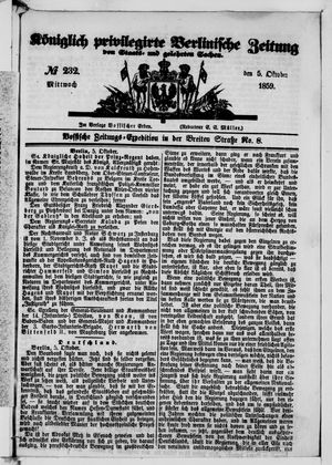 Königlich privilegirte Berlinische Zeitung von Staats- und gelehrten Sachen vom 05.10.1859