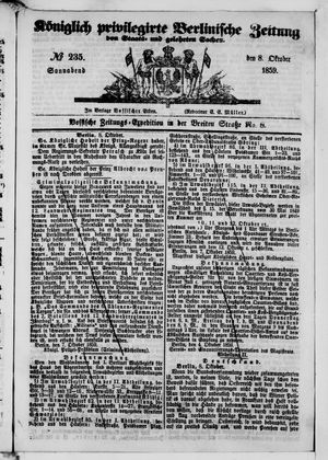Königlich privilegirte Berlinische Zeitung von Staats- und gelehrten Sachen vom 08.10.1859