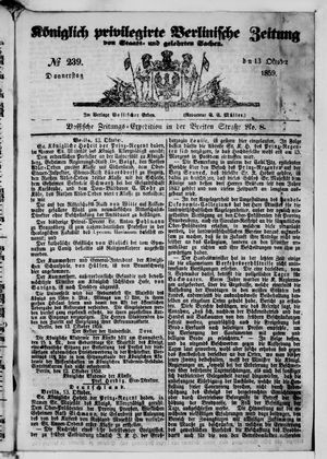Königlich privilegirte Berlinische Zeitung von Staats- und gelehrten Sachen on Oct 13, 1859