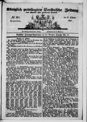 Königlich privilegirte Berlinische Zeitung von Staats- und gelehrten Sachen vom 27.10.1859