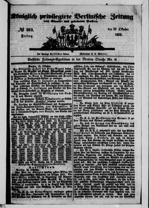 Königlich privilegirte Berlinische Zeitung von Staats- und gelehrten Sachen vom 28.10.1859