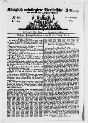 Königlich privilegirte Berlinische Zeitung von Staats- und gelehrten Sachen vom 01.11.1859