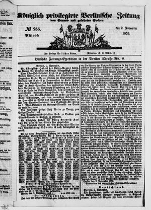 Königlich privilegirte Berlinische Zeitung von Staats- und gelehrten Sachen on Nov 2, 1859