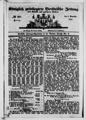 Königlich privilegirte Berlinische Zeitung von Staats- und gelehrten Sachen on Nov 4, 1859