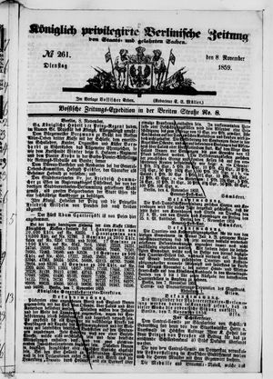 Königlich privilegirte Berlinische Zeitung von Staats- und gelehrten Sachen vom 08.11.1859