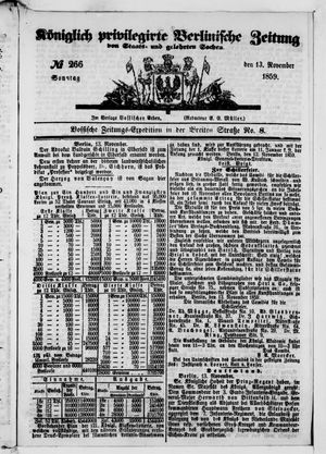 Königlich privilegirte Berlinische Zeitung von Staats- und gelehrten Sachen vom 13.11.1859