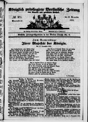 Königlich privilegirte Berlinische Zeitung von Staats- und gelehrten Sachen on Nov 19, 1859
