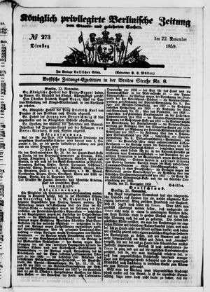 Königlich privilegirte Berlinische Zeitung von Staats- und gelehrten Sachen vom 22.11.1859
