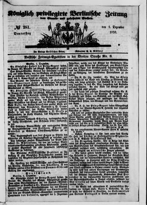 Königlich privilegirte Berlinische Zeitung von Staats- und gelehrten Sachen vom 01.12.1859