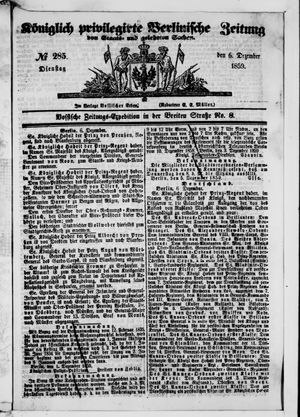 Königlich privilegirte Berlinische Zeitung von Staats- und gelehrten Sachen on Dec 6, 1859