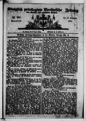 Königlich privilegirte Berlinische Zeitung von Staats- und gelehrten Sachen vom 10.12.1859