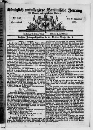Königlich privilegirte Berlinische Zeitung von Staats- und gelehrten Sachen vom 17.12.1859