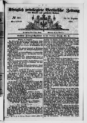Königlich privilegirte Berlinische Zeitung von Staats- und gelehrten Sachen on Dec 24, 1859
