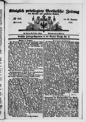 Königlich privilegirte Berlinische Zeitung von Staats- und gelehrten Sachen vom 28.12.1859
