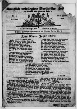 Königlich privilegirte Berlinische Zeitung von Staats- und gelehrten Sachen vom 01.01.1860