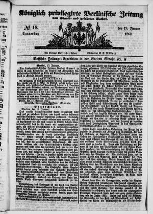 Königlich privilegirte Berlinische Zeitung von Staats- und gelehrten Sachen vom 19.01.1860