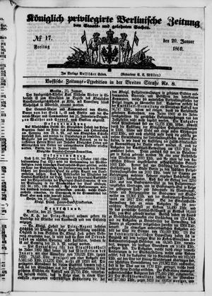 Königlich privilegirte Berlinische Zeitung von Staats- und gelehrten Sachen vom 20.01.1860