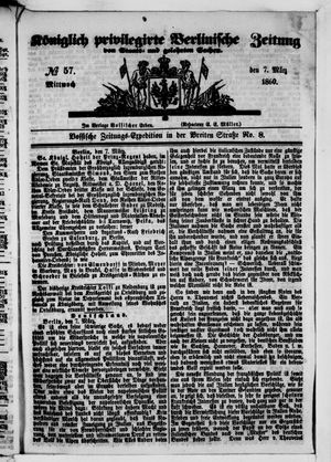 Königlich privilegirte Berlinische Zeitung von Staats- und gelehrten Sachen vom 07.03.1860