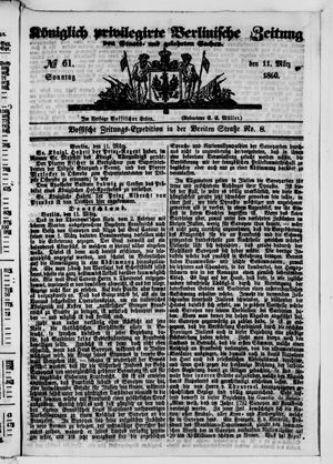 Königlich privilegirte Berlinische Zeitung von Staats- und gelehrten Sachen vom 11.03.1860
