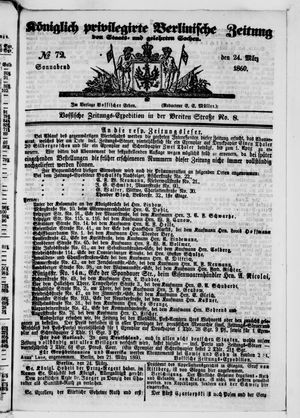 Königlich privilegirte Berlinische Zeitung von Staats- und gelehrten Sachen vom 24.03.1860