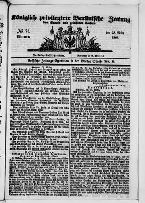 Königlich privilegirte Berlinische Zeitung von Staats- und gelehrten Sachen vom 28.03.1860
