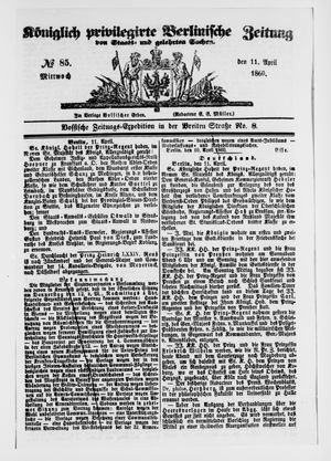 Königlich privilegirte Berlinische Zeitung von Staats- und gelehrten Sachen vom 09.04.1860