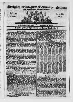 Königlich privilegirte Berlinische Zeitung von Staats- und gelehrten Sachen vom 05.05.1860