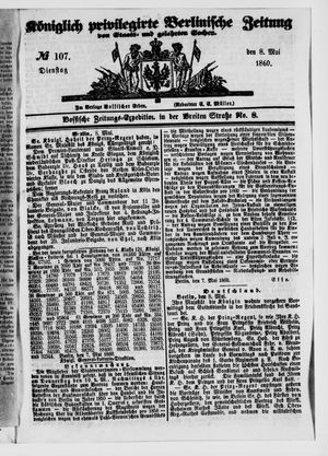 Königlich privilegirte Berlinische Zeitung von Staats- und gelehrten Sachen vom 08.05.1860
