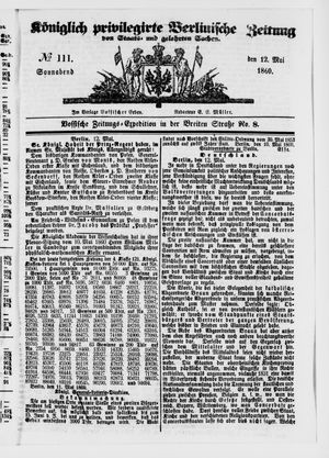 Königlich privilegirte Berlinische Zeitung von Staats- und gelehrten Sachen vom 12.05.1860