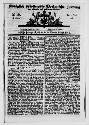 Königlich privilegirte Berlinische Zeitung von Staats- und gelehrten Sachen vom 01.06.1860