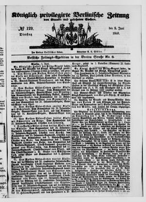 Königlich privilegirte Berlinische Zeitung von Staats- und gelehrten Sachen vom 05.06.1860