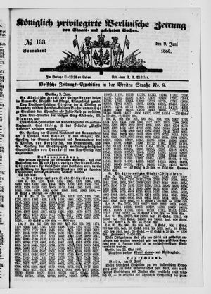 Königlich privilegirte Berlinische Zeitung von Staats- und gelehrten Sachen on Jun 9, 1860